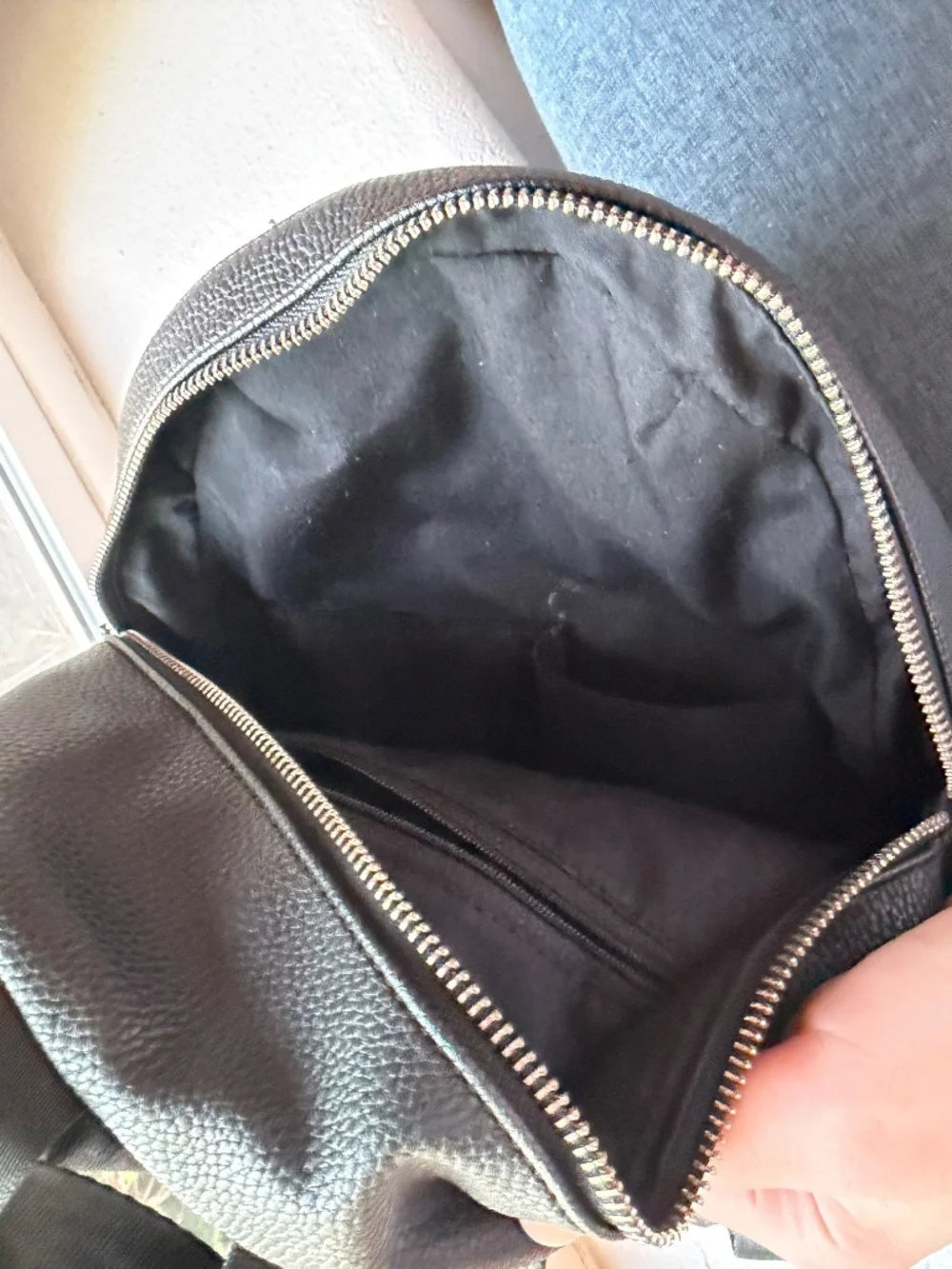 Mini black leather backpack from Nordstrom